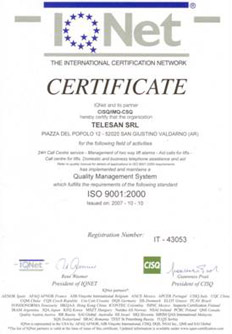 Certificato IQNet 2007
